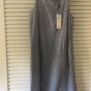 NWT For Cynthia Blue White Stripes Women’s Sleeveless Knee Length Summer Dress M